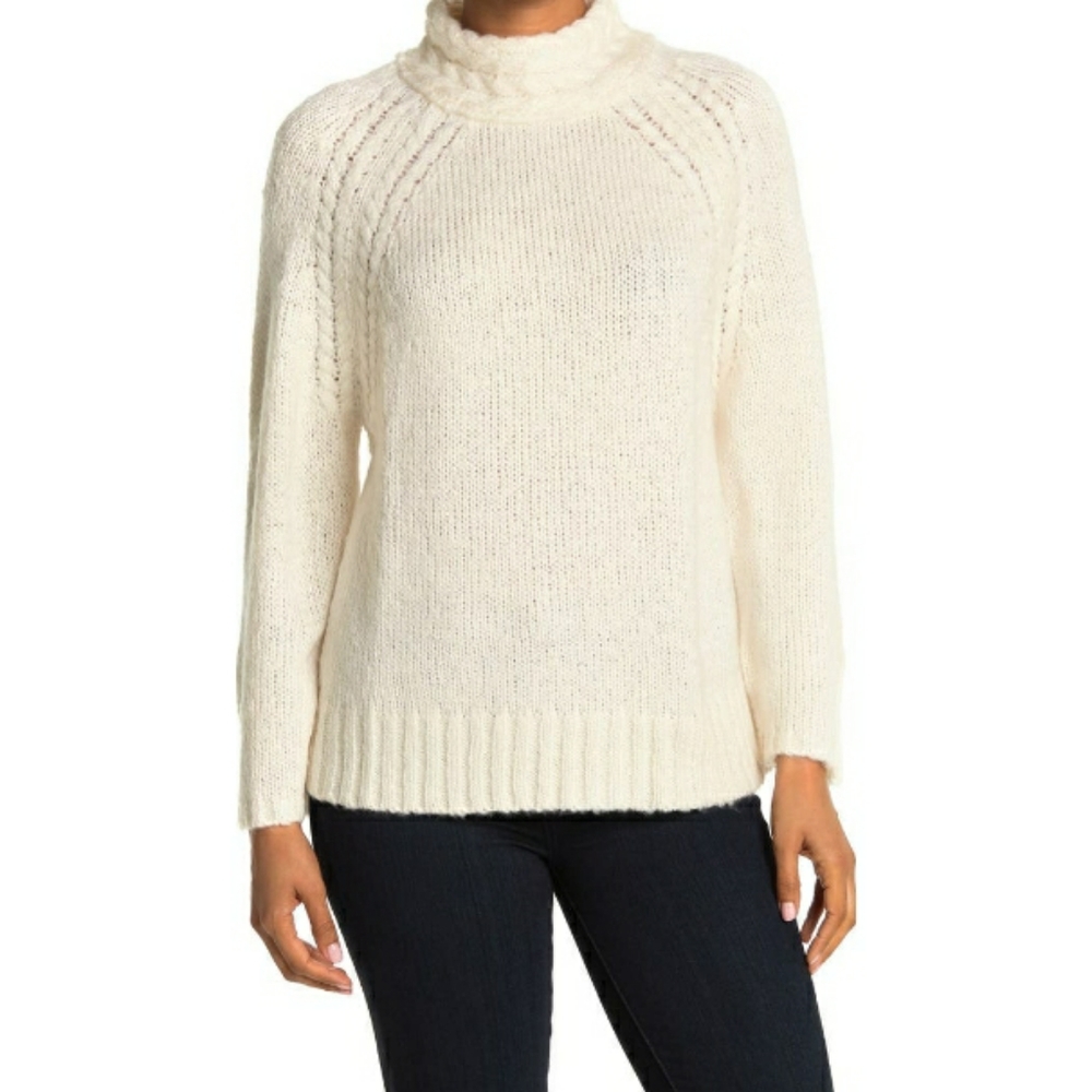 NEW CENY Cable Mock Neck Pullover Sweater